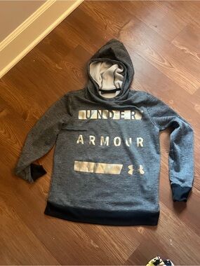 Under Armour Women's Gray Hooded Sweatshirt with Metallic Logo